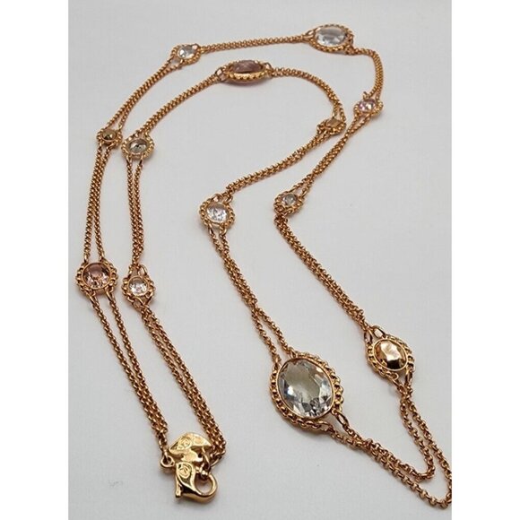 New Swarovski Rose Gold Fragment Multicolor Crystal Double Strand Necklace 2017 - Picture 8 of 16